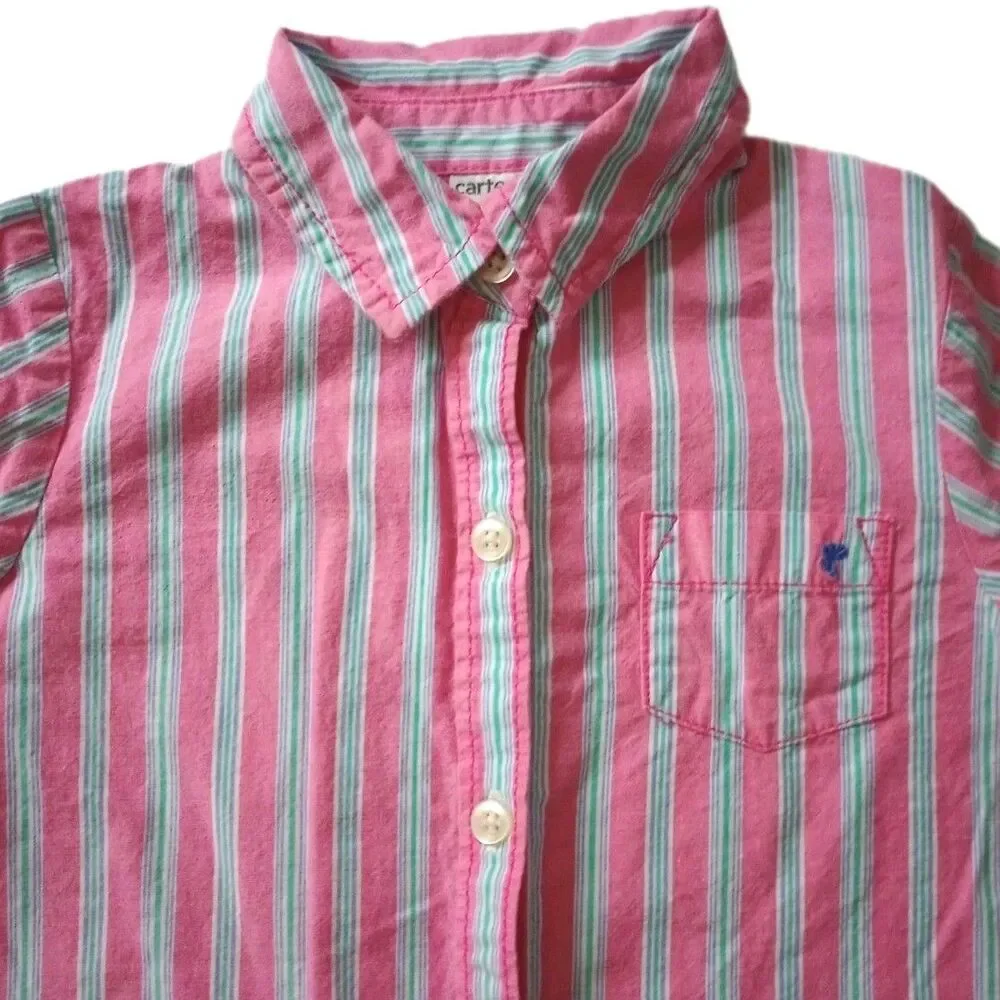 Carters Pink Striped Button Down Top sz 2T Toddler Girl
